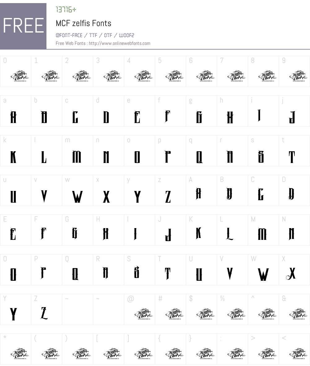 MCF zelfis Font Screenshots