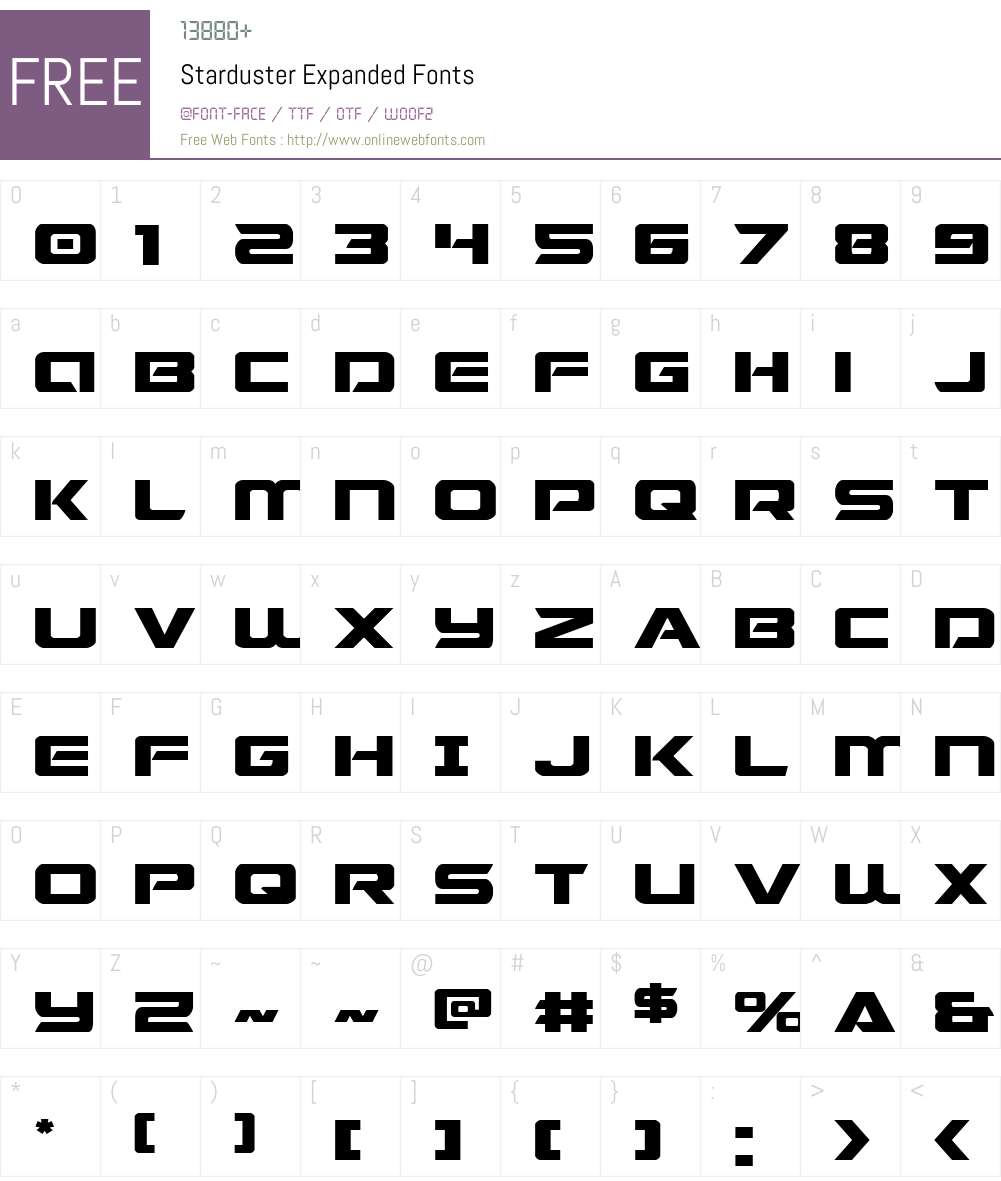 Starduster Expanded Font Screenshots