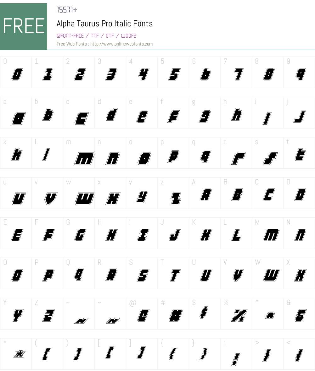 Alpha Taurus Pro Italic Font Screenshots