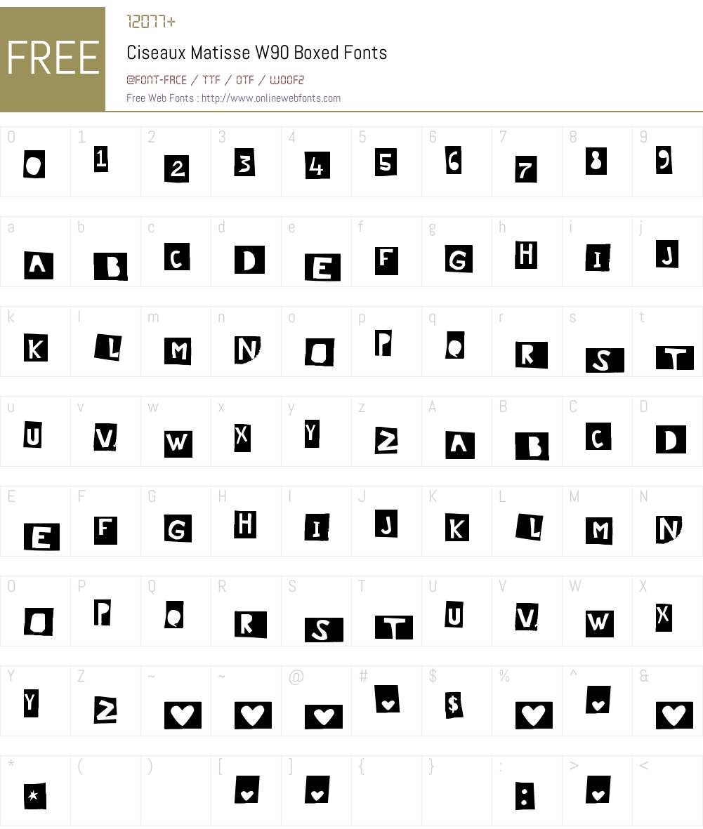 CiseauxMatisseW90-Boxed Font Screenshots