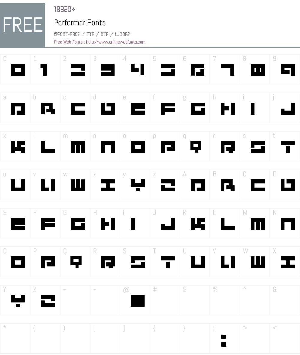 Performar Font Screenshots