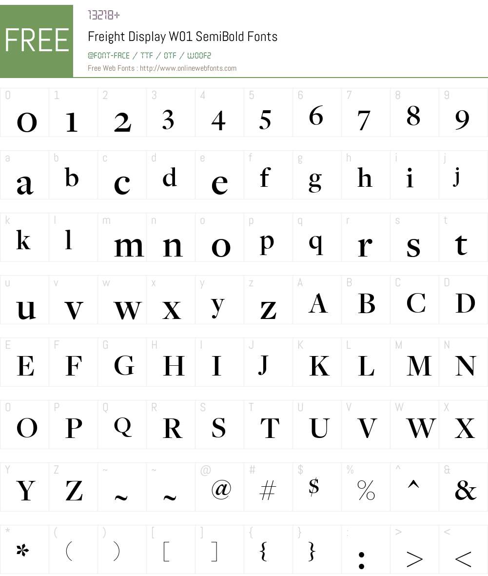 FreightDisplayW01-SemiBold Font Screenshots