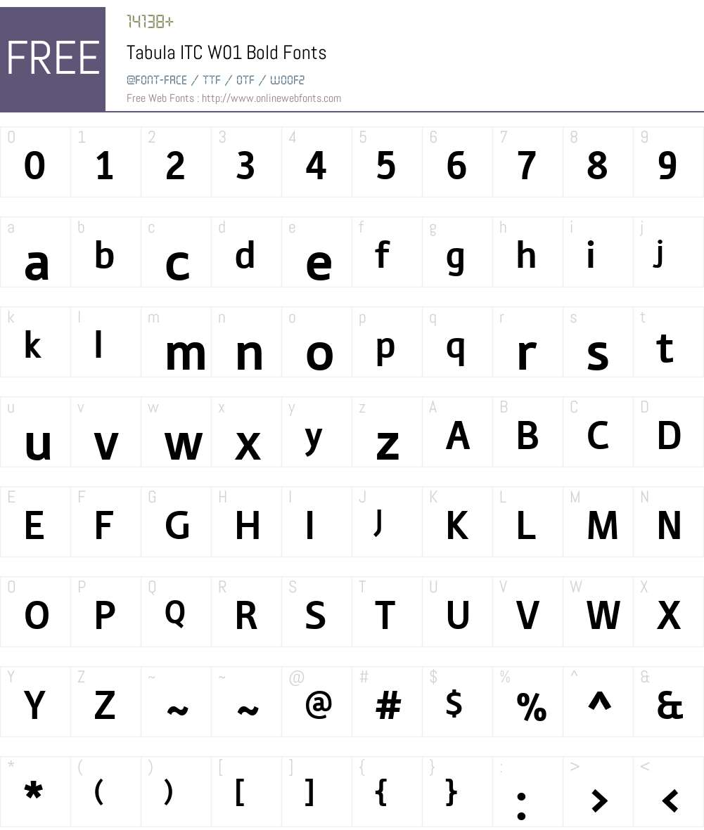 TabulaITCW01-Bold Font Screenshots