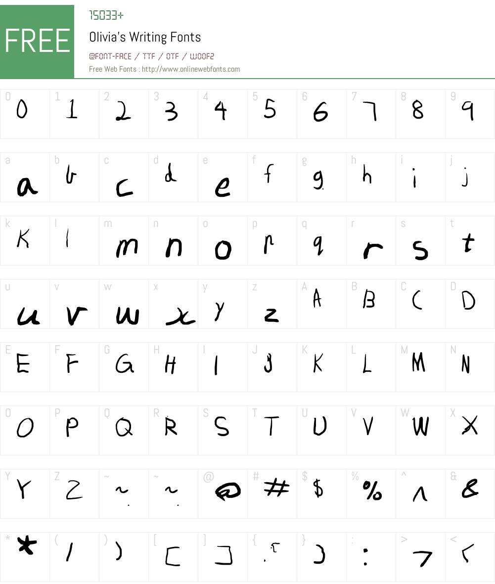 Olivia's Writing Font Screenshots