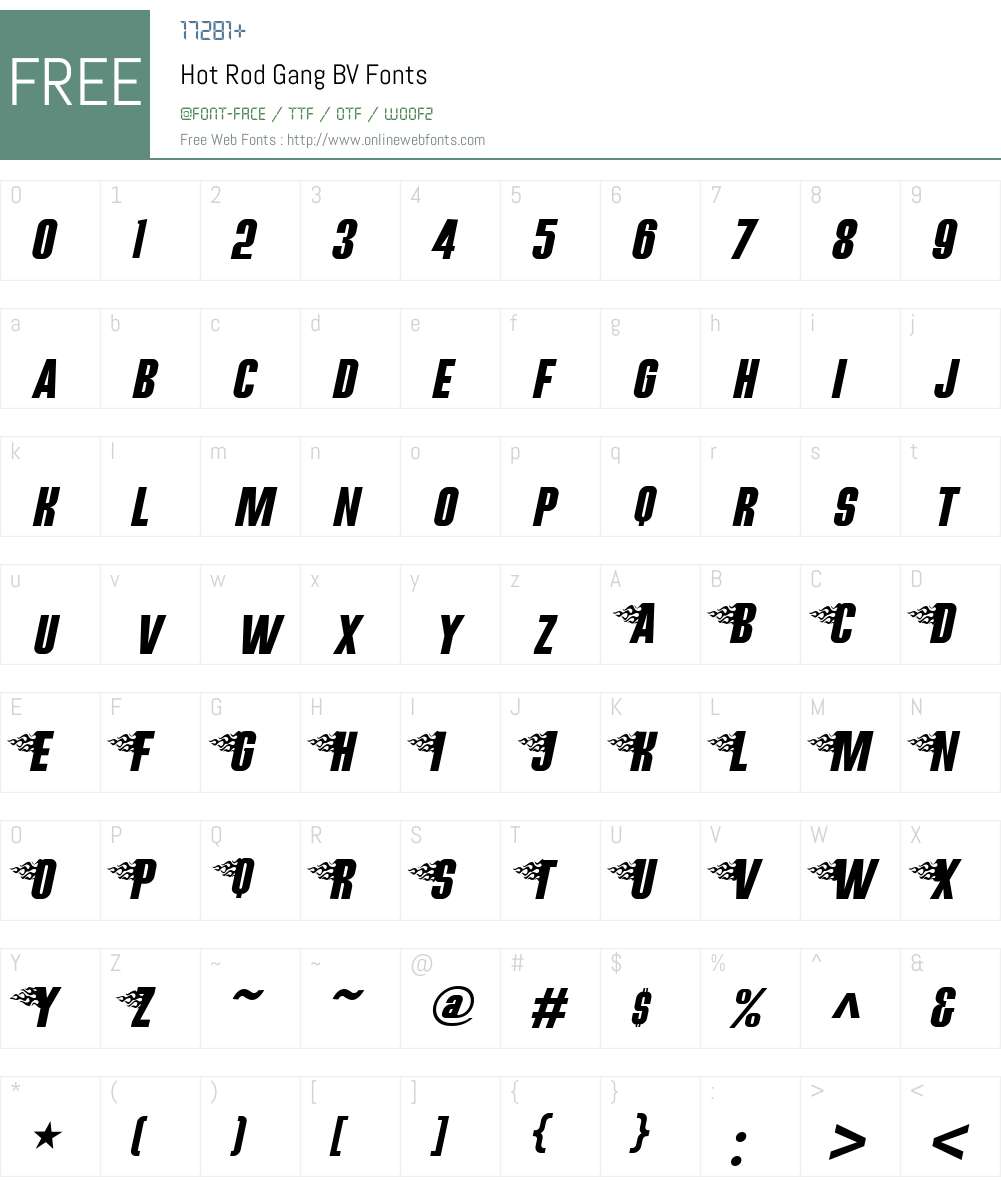 Hot Rod Gang BV Font Screenshots