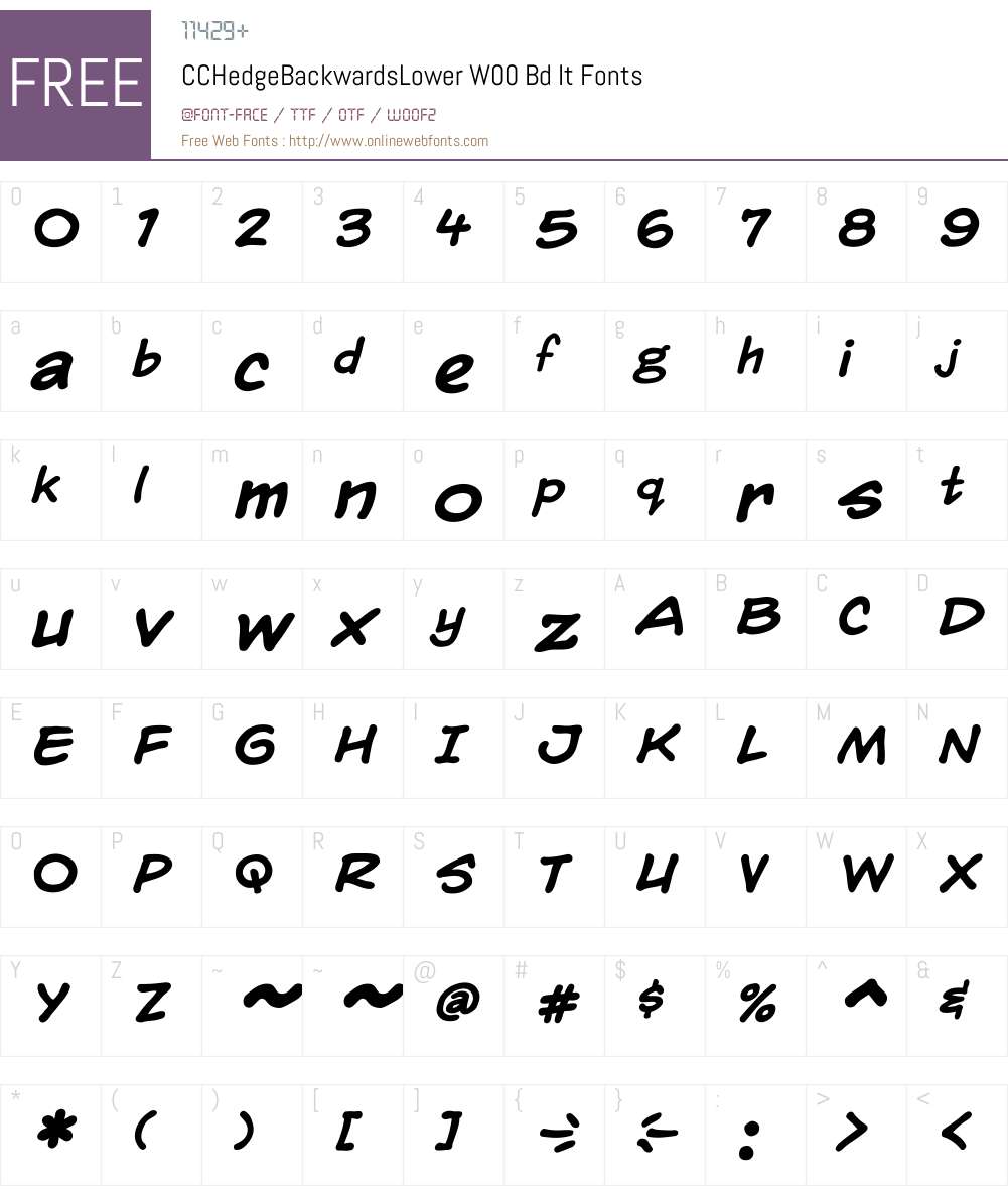 CCHedgeBackwardsLowerW-BdIt Font Screenshots
