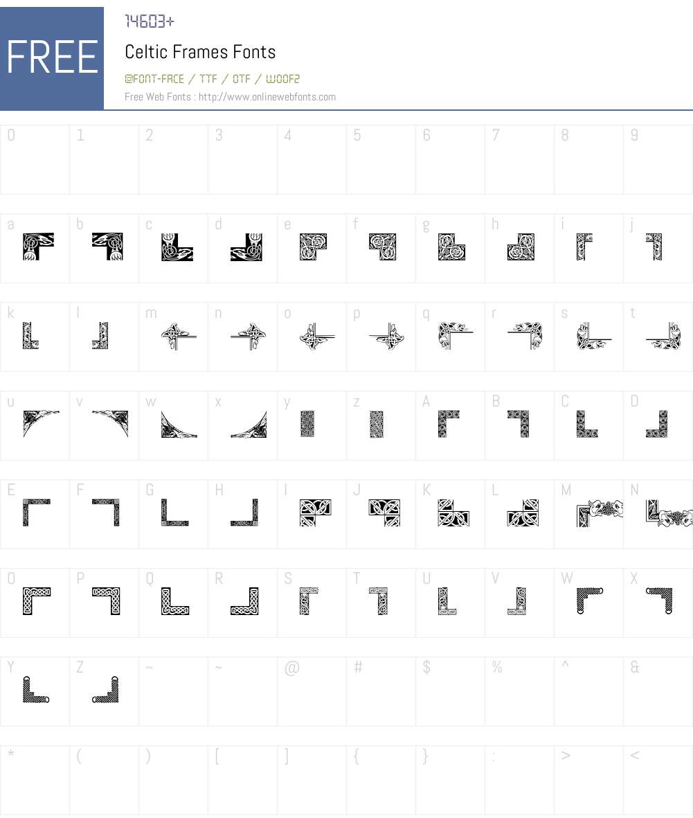 Celtic Frames Font Screenshots