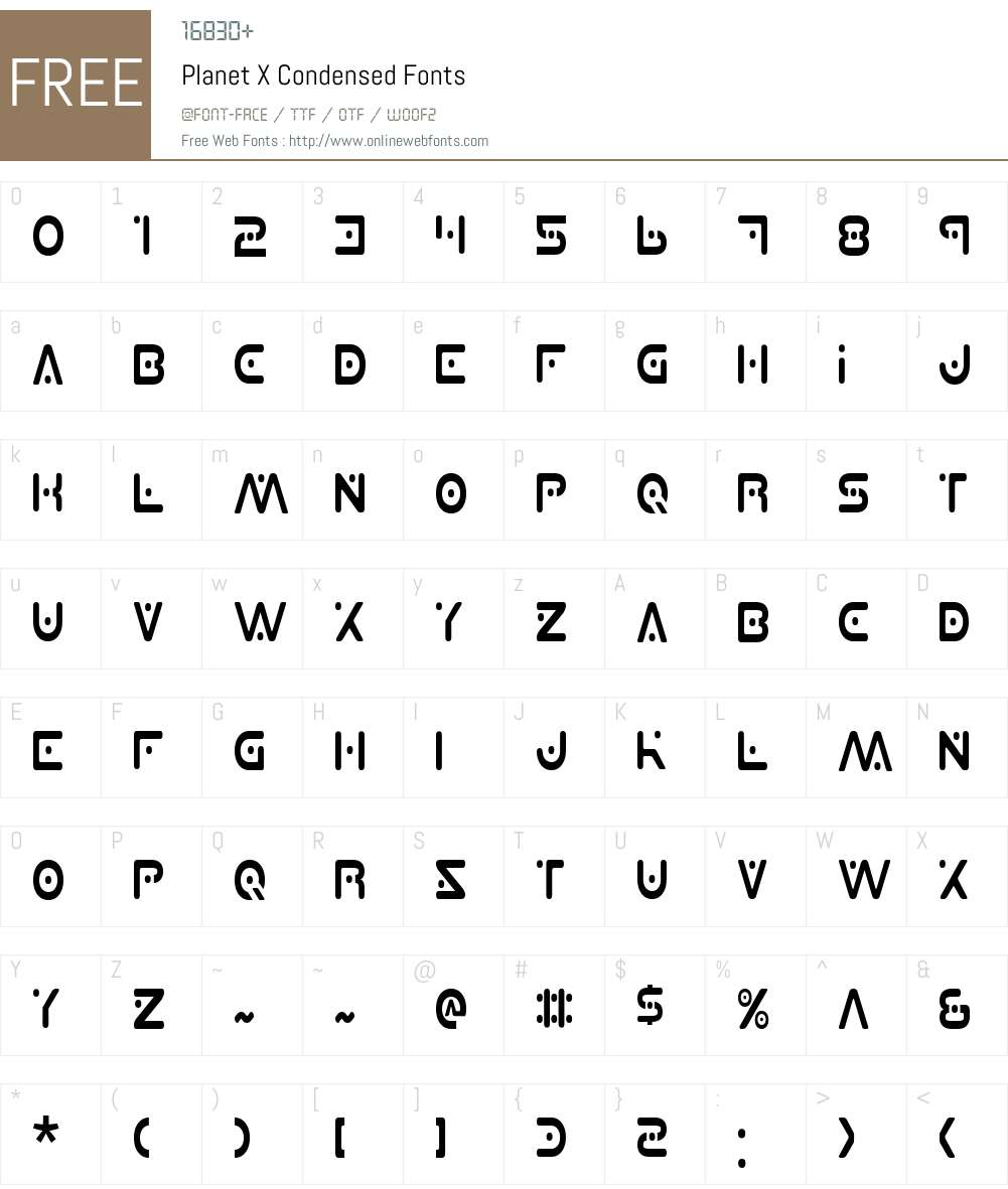 Planet X Condensed Font Screenshots