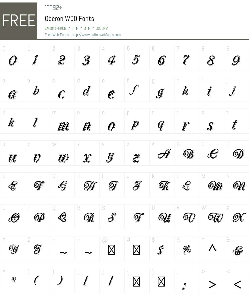 OberonW00 Font Screenshots