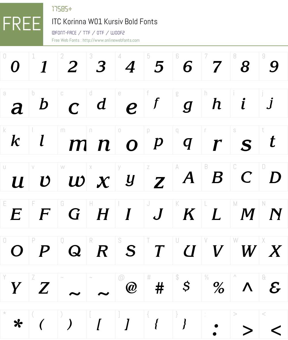 ITCKorinnaW01-KursivBold Font Screenshots