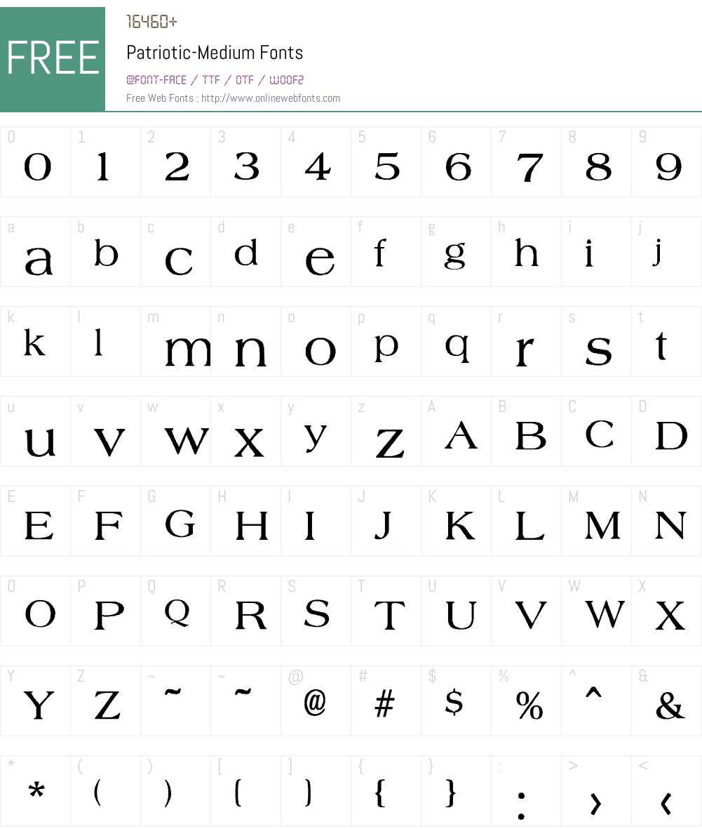 Patriotic-Medium Font Screenshots