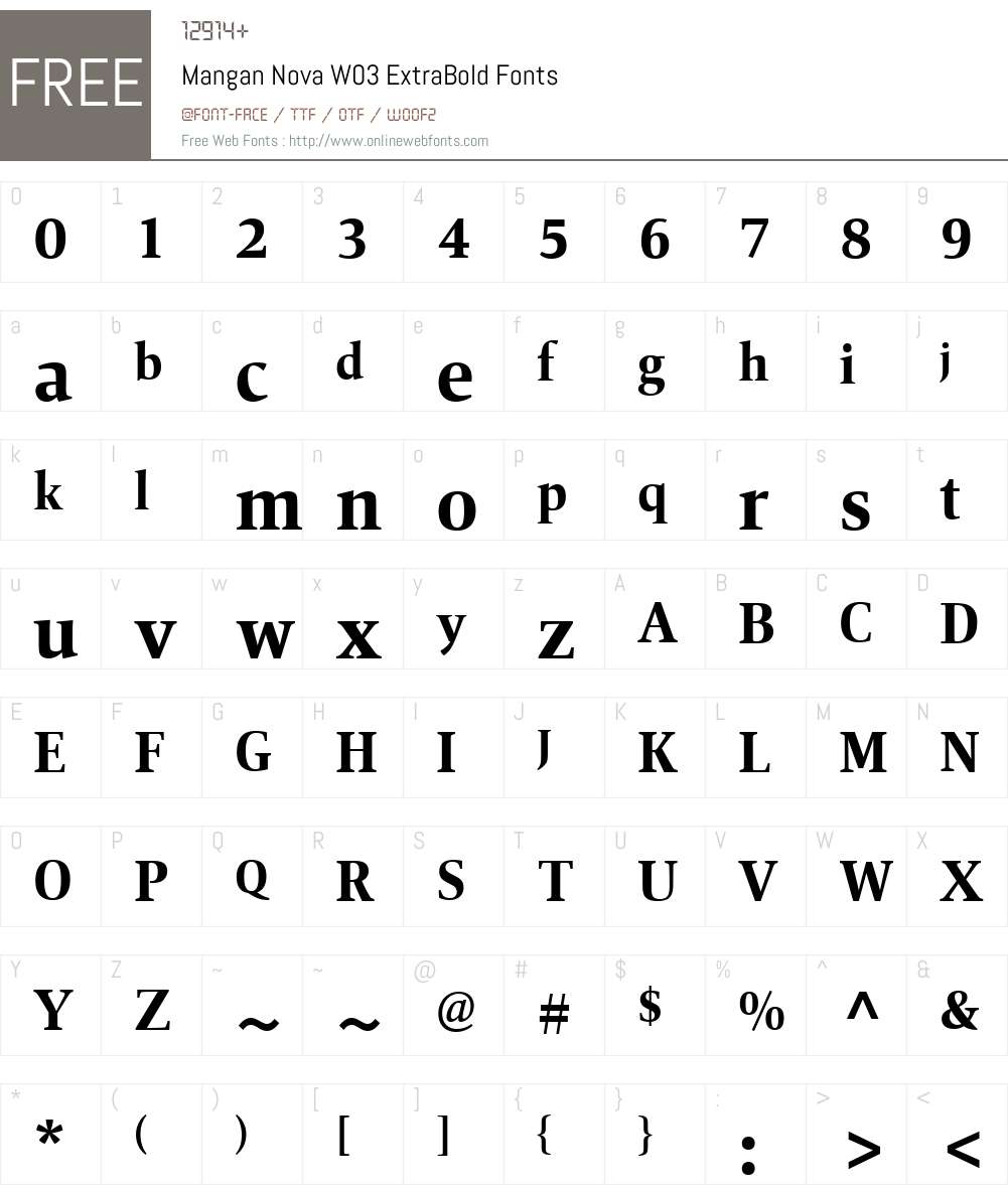 Mangan Nova Font Screenshots
