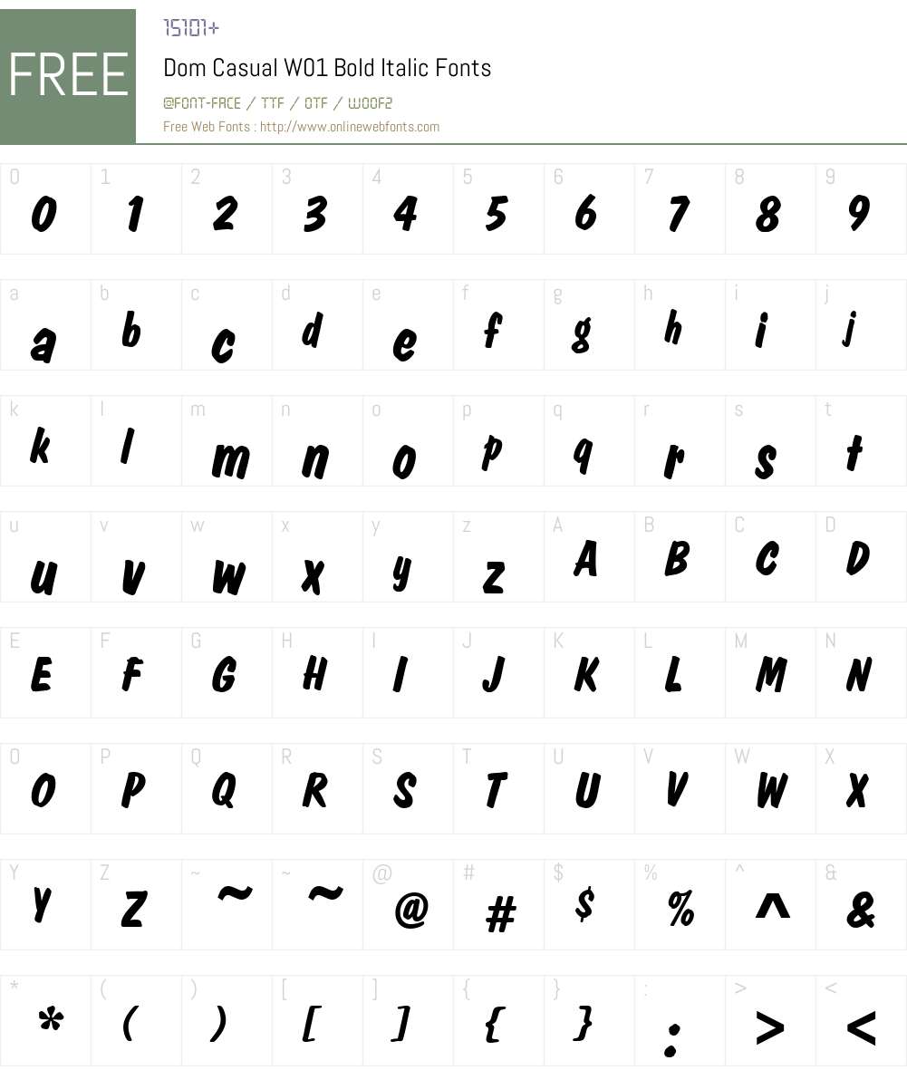 DomCasualW01-BoldItalic Font Screenshots