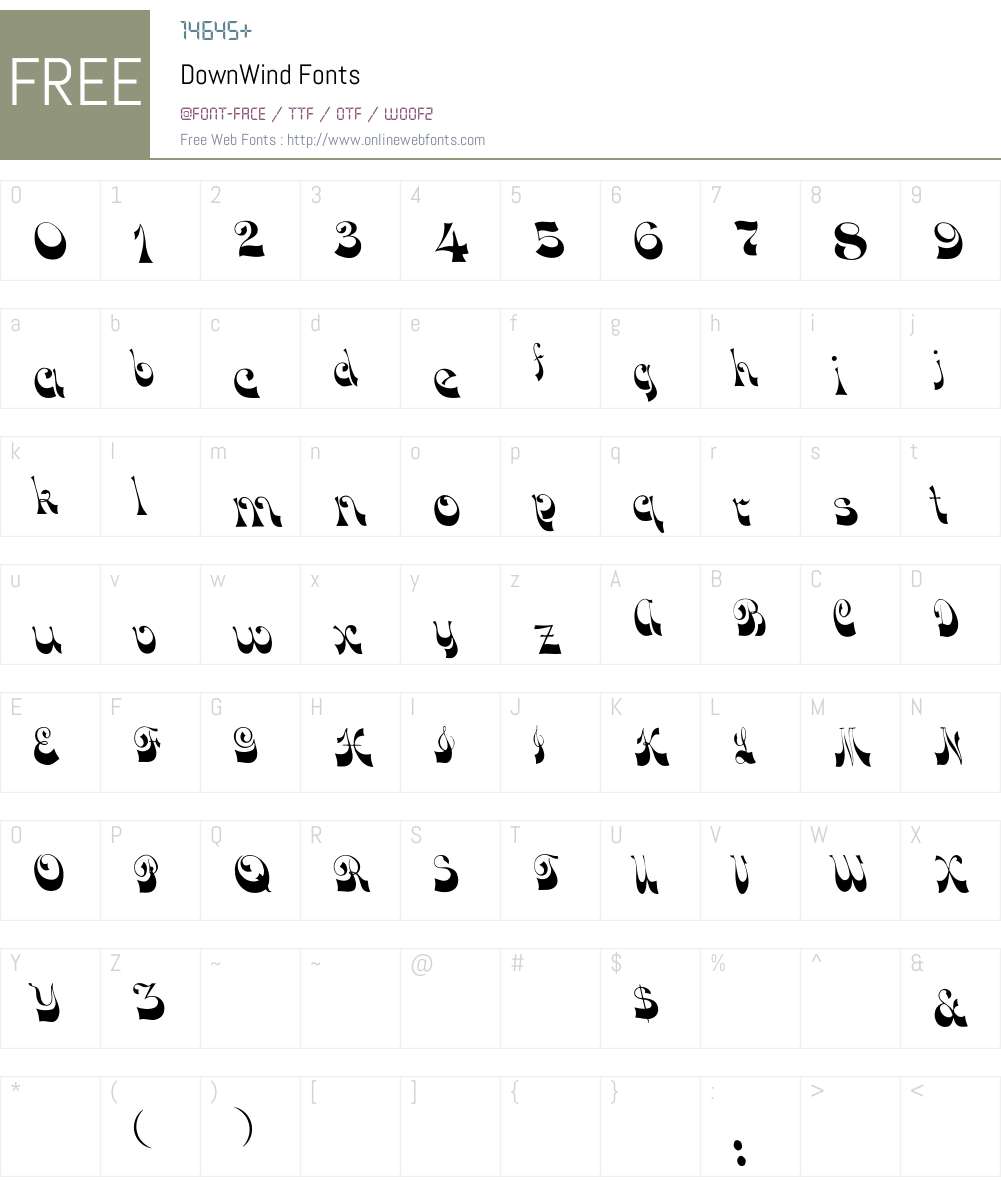 DownWind Font Screenshots