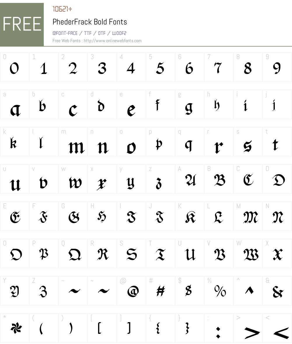 PhederFrack Font Screenshots