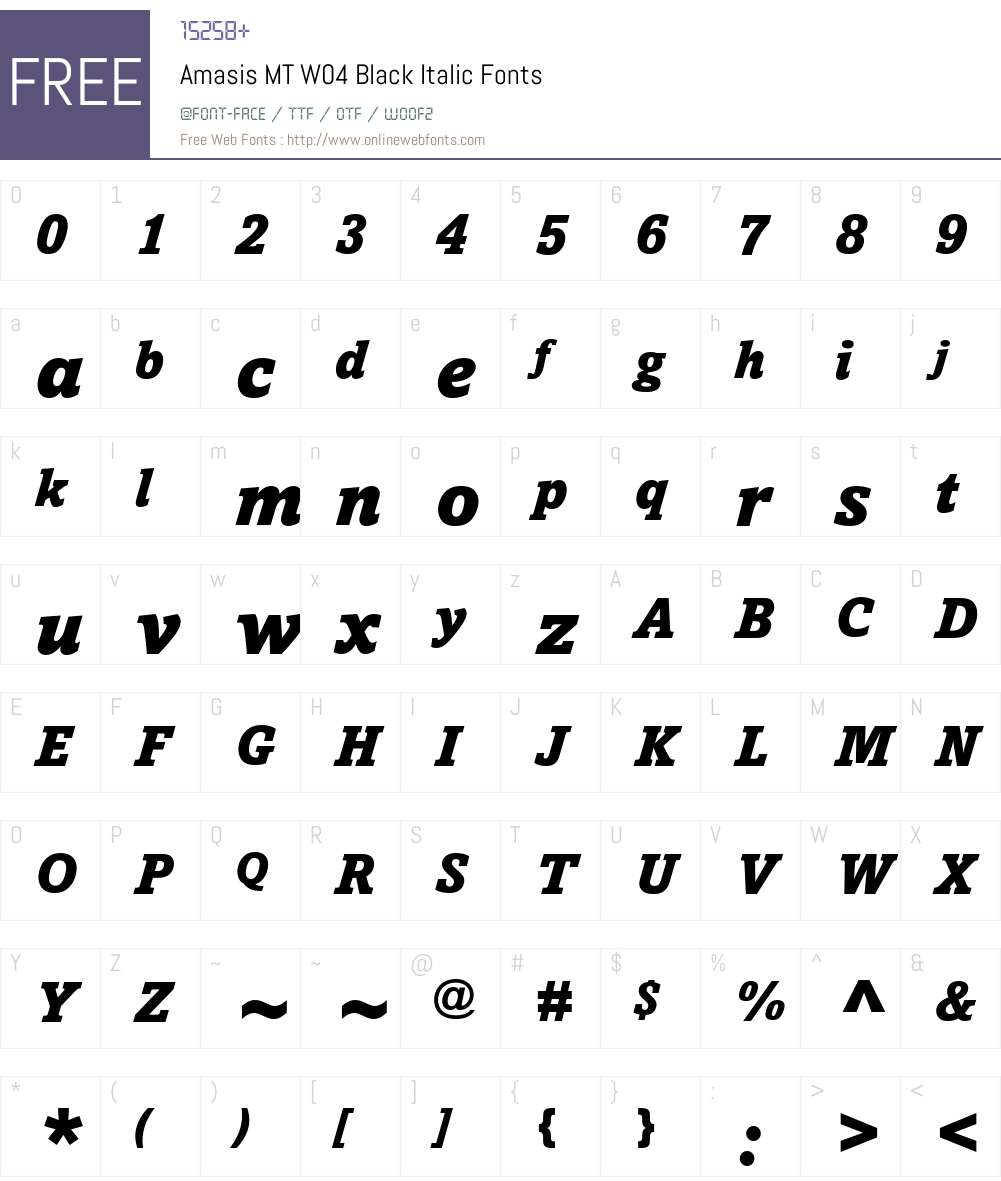 Amasis Font Screenshots