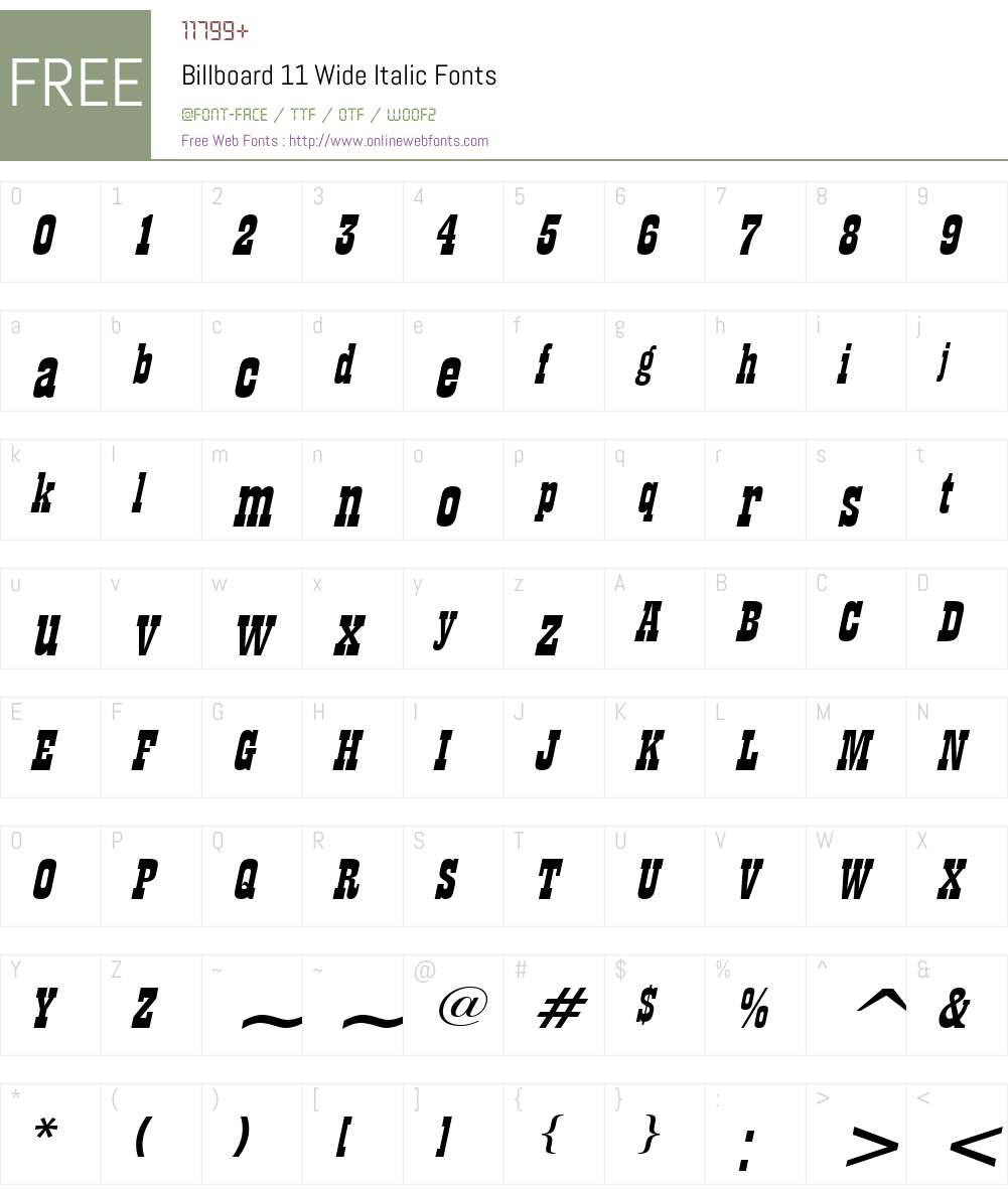 Billboard 11 Wide Font Screenshots