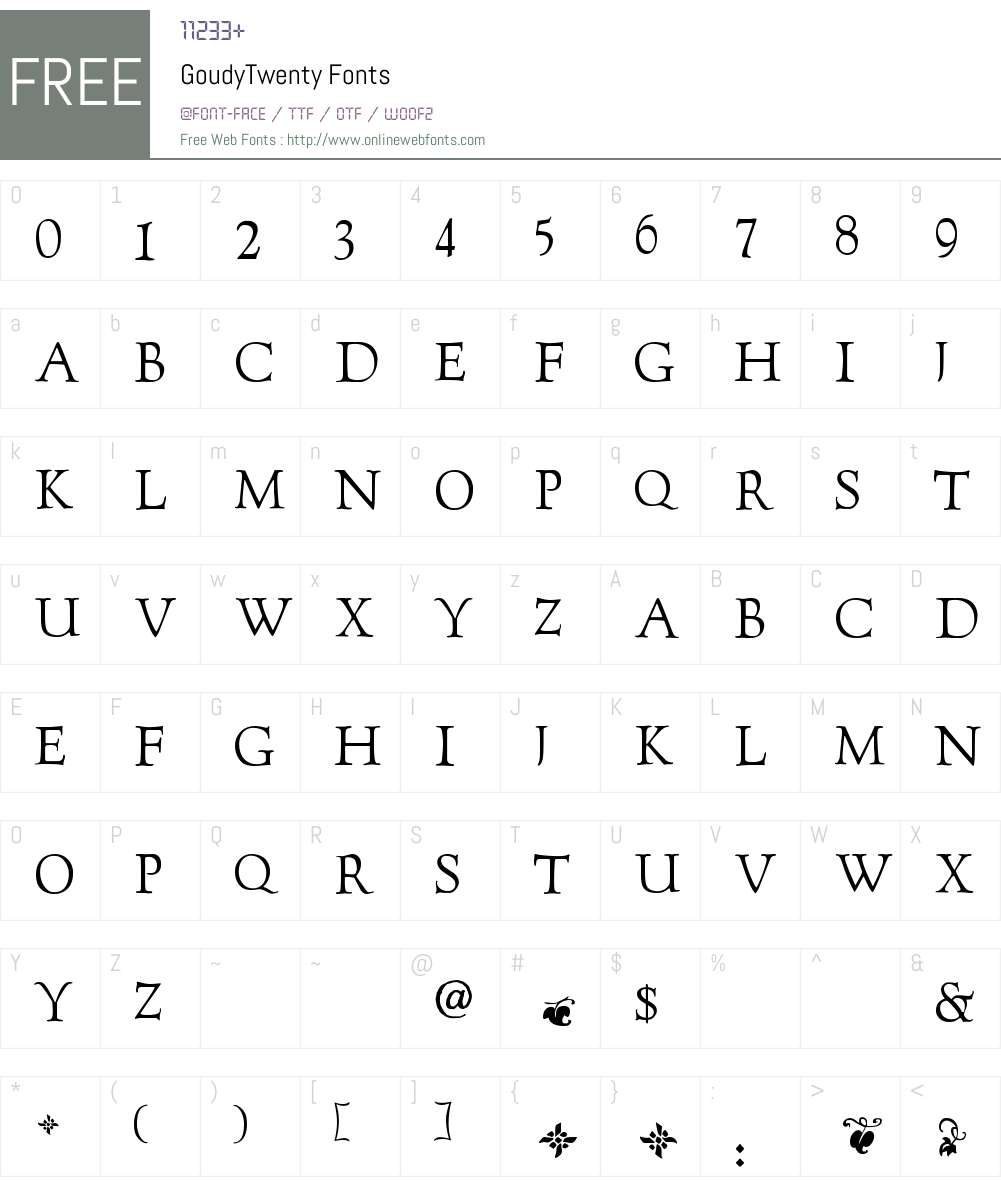 GoudyTwenty Font Screenshots