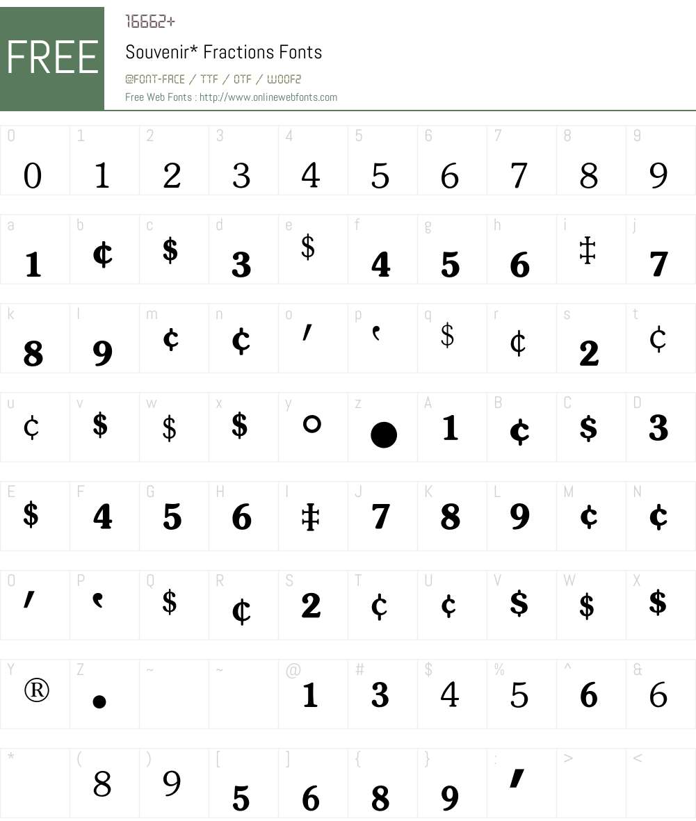 Souvenir Fractions BQ Font Screenshots
