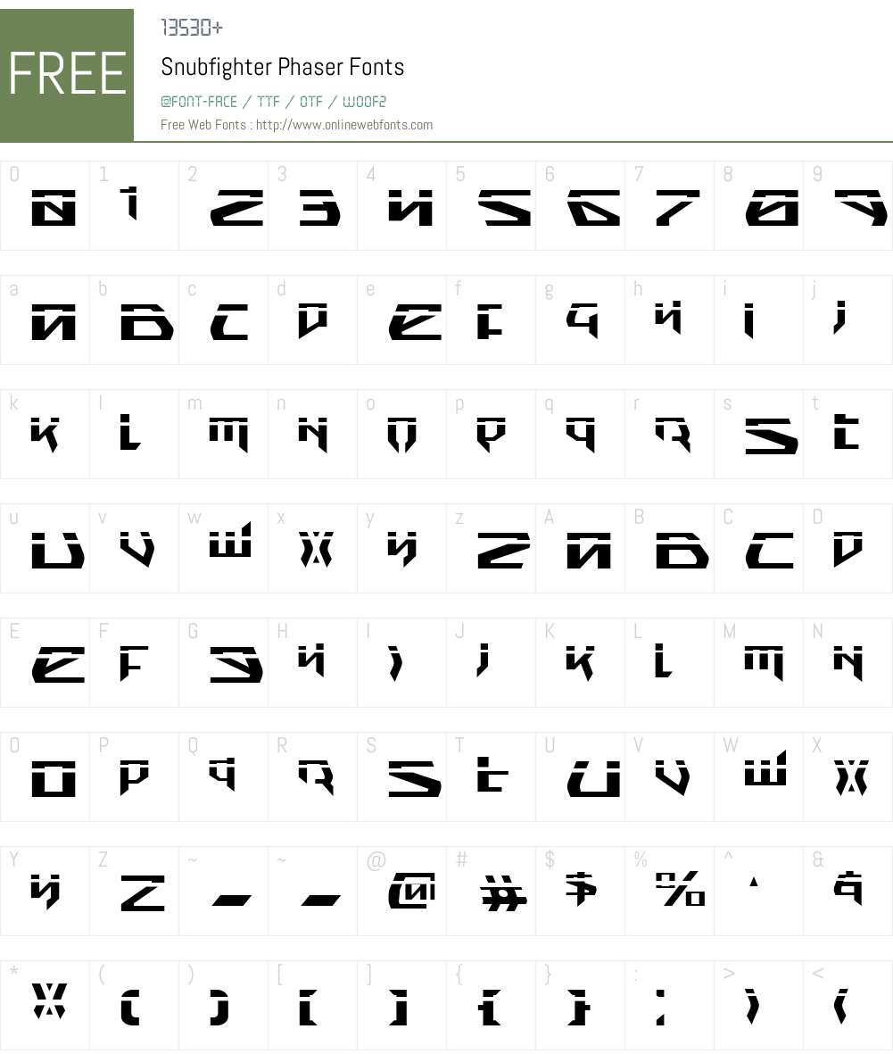 Snubfighter Phaser Font Screenshots