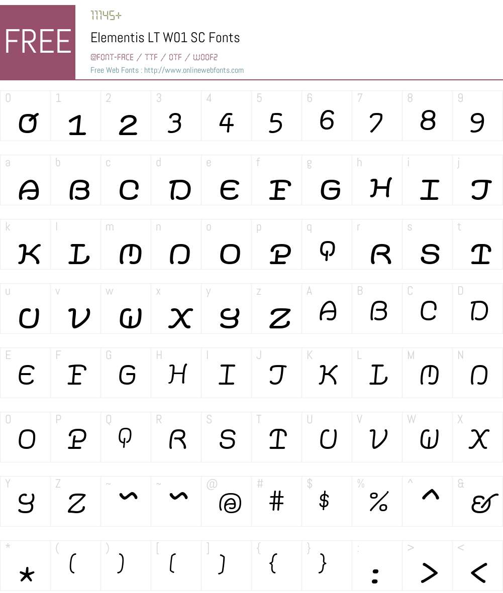 ElementisLTW01-SC Font Screenshots