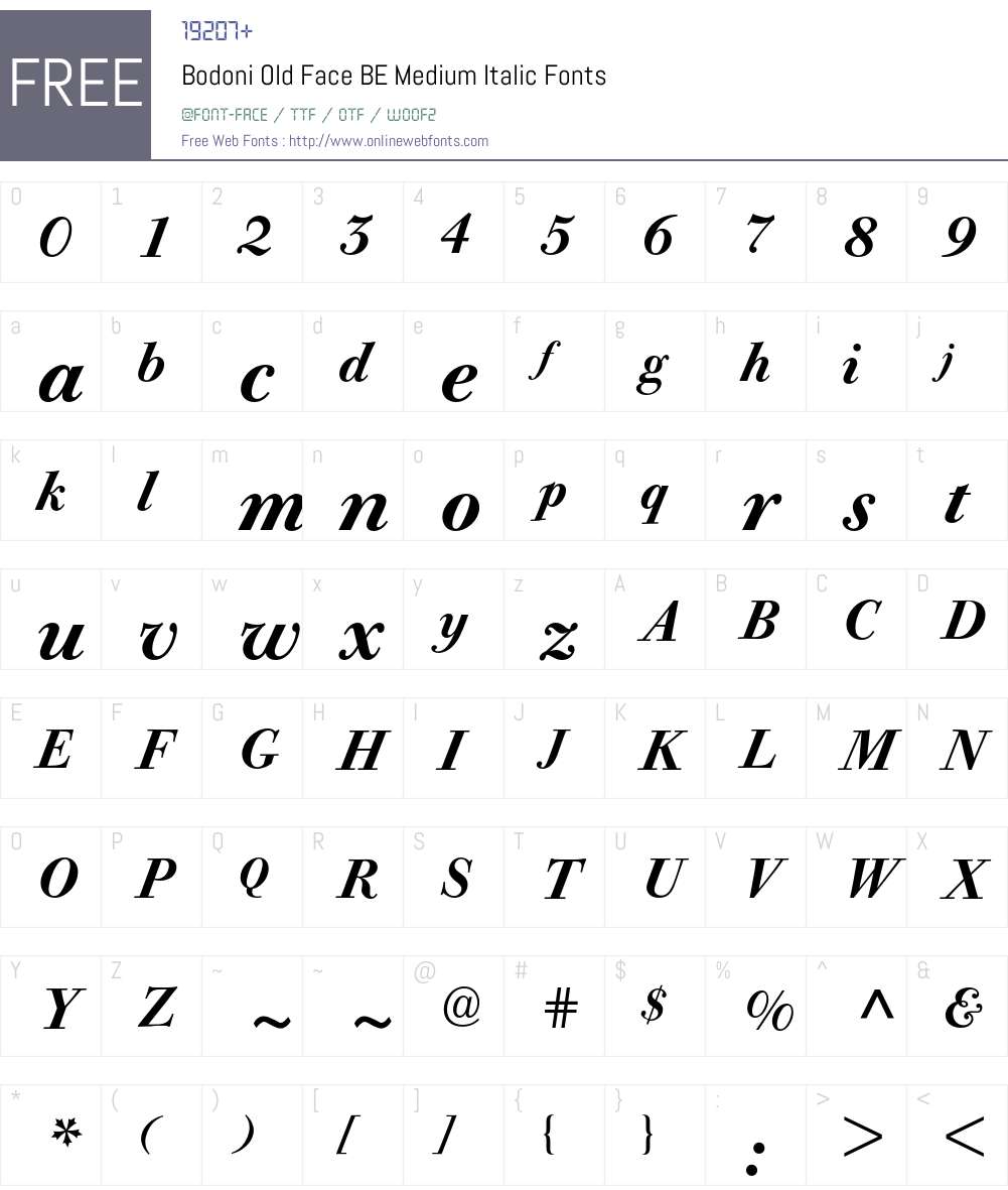 Bodoni Old Face BE Font Screenshots