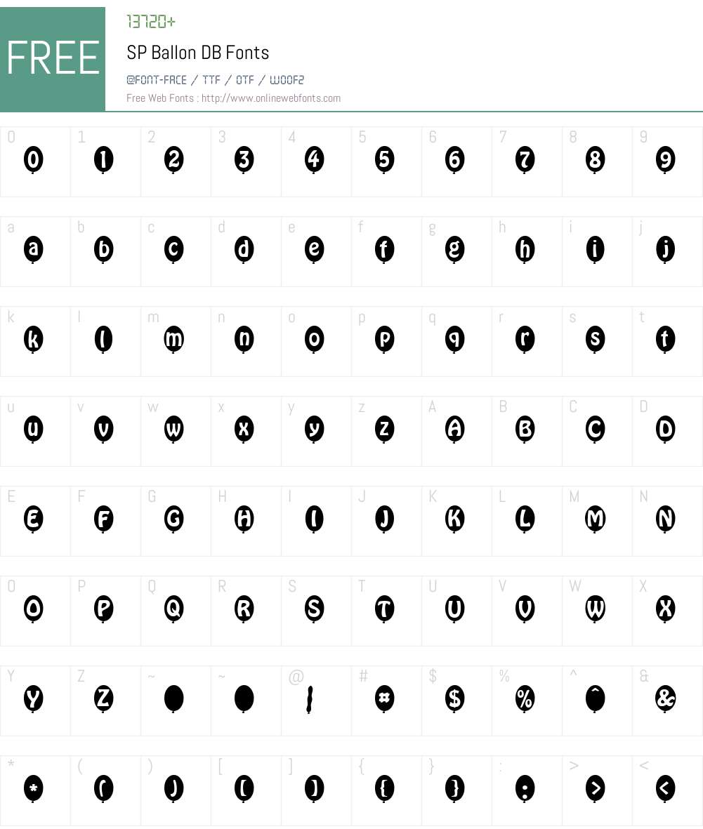 SP Ballon DB Font Screenshots
