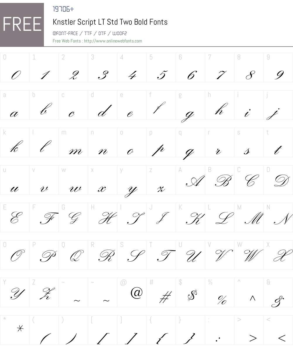 Knstler Script LT Std Two Bold Font Screenshots