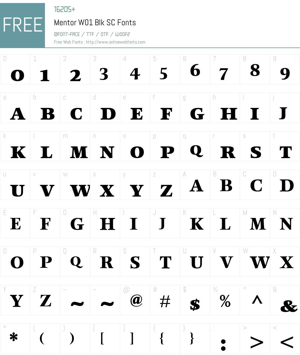 MentorW01-BlkSC Font Screenshots