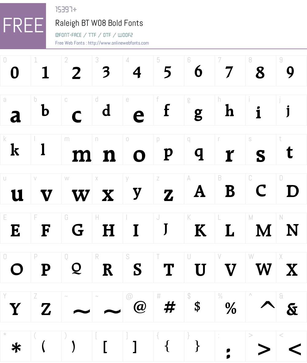 Raleigh BT Font Screenshots