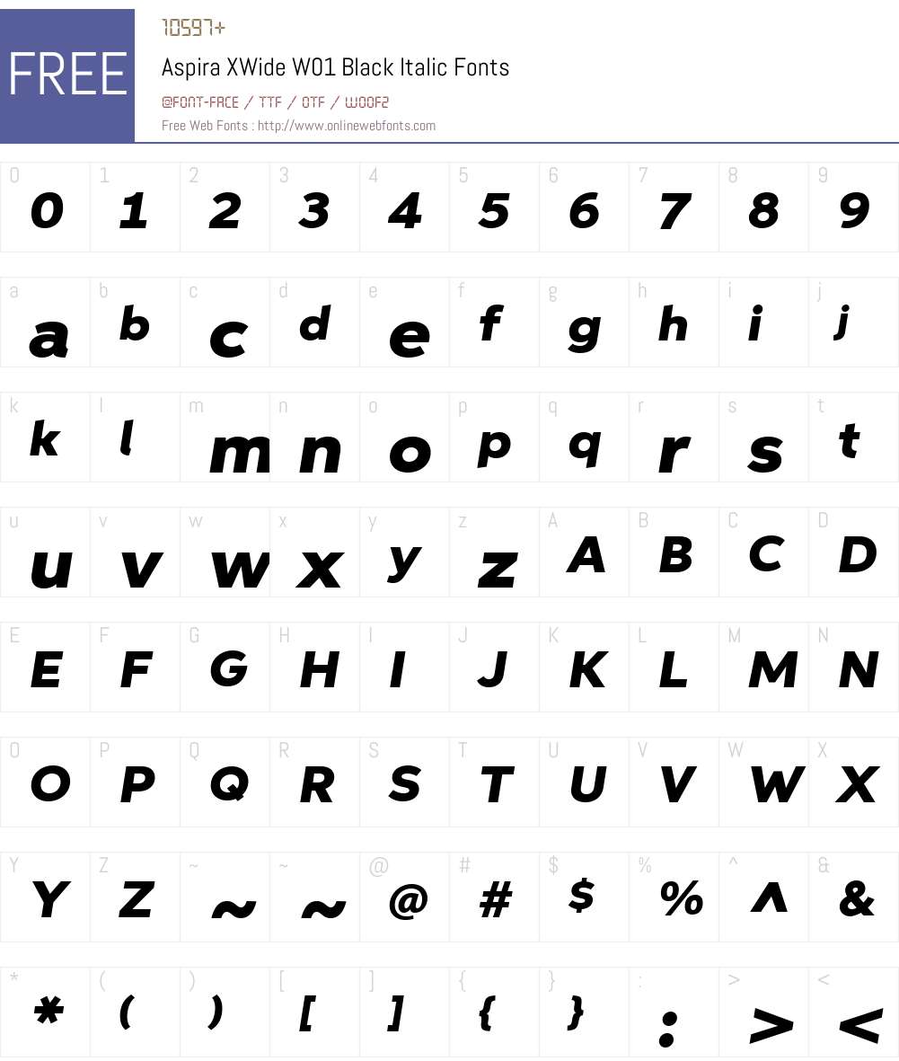 AspiraXWideW01-BlackItalic Font Screenshots