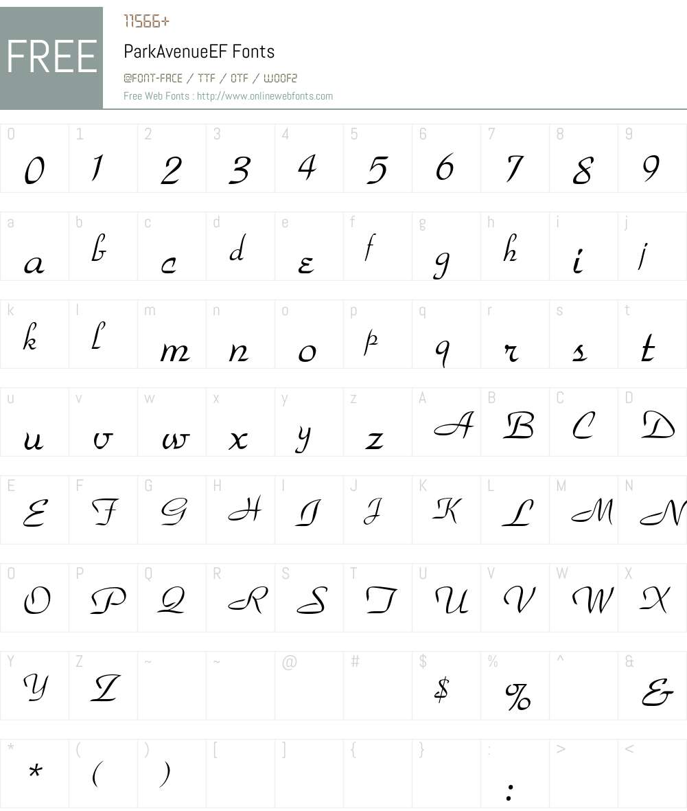 ParkAvenueEF Font Screenshots