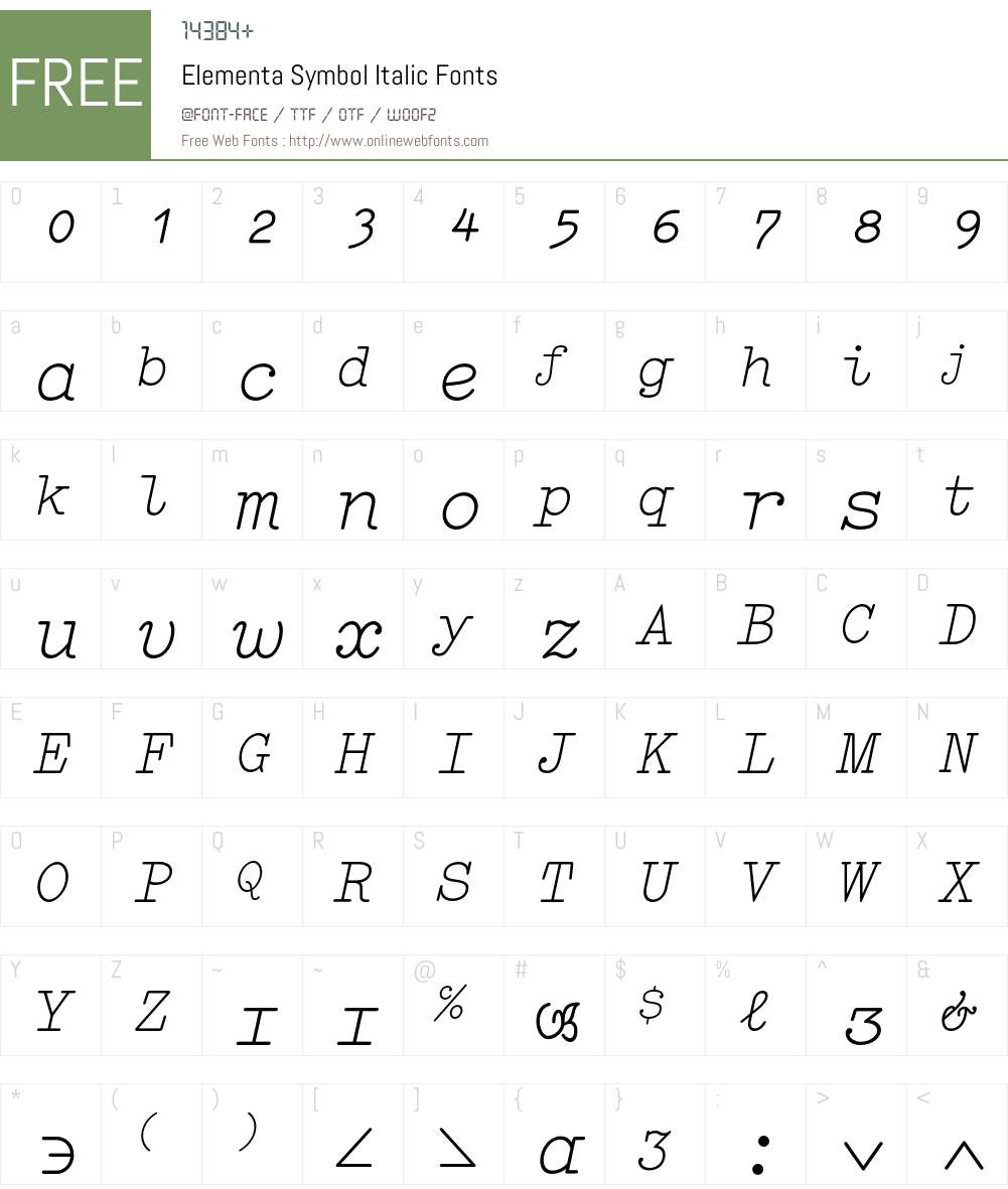 Elementa Symbol Font Screenshots