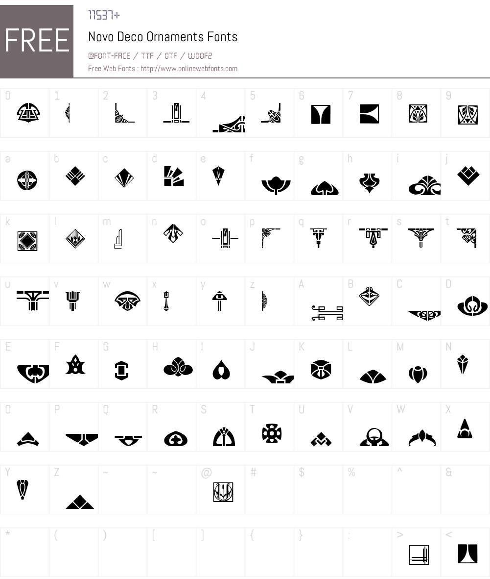 Novo Deco Ornaments Font Screenshots