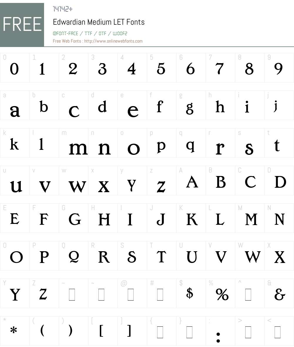 Edwardian Medium LET Font Screenshots