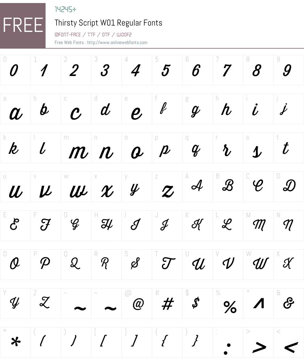 ThirstyScriptW01-Regular Font Screenshots