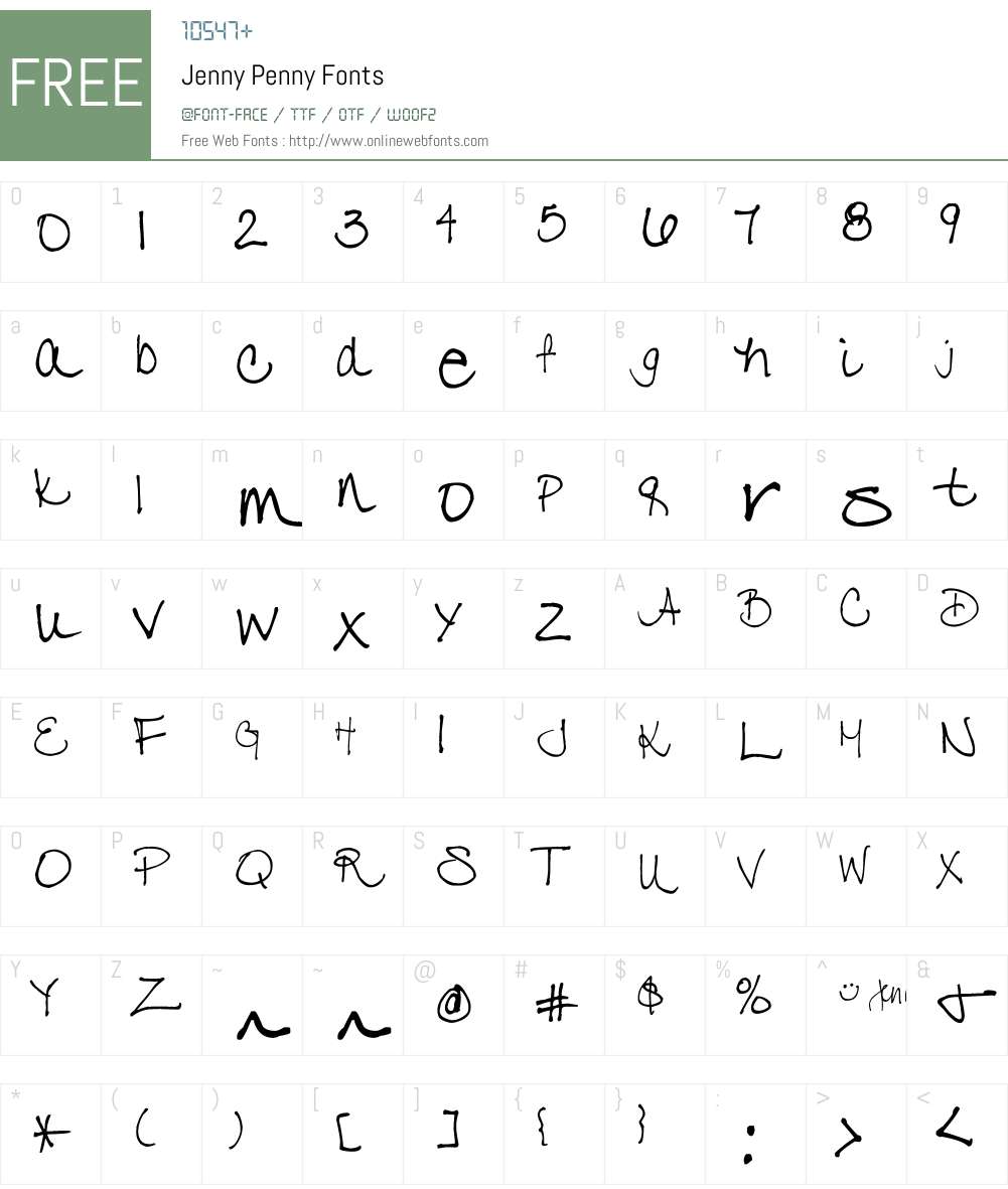 Jenny Penny Font Screenshots