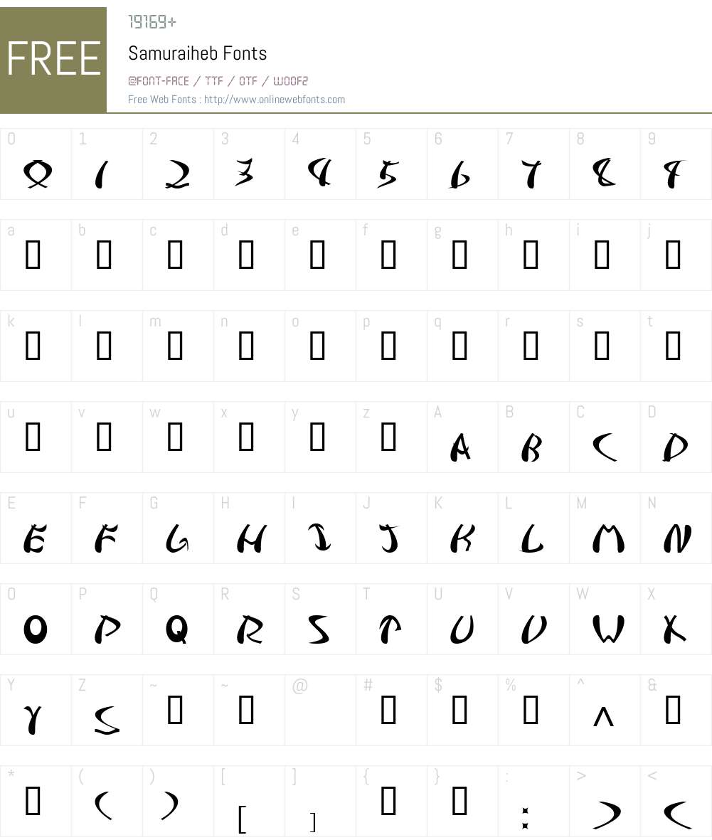 Samuraiheb Font Screenshots