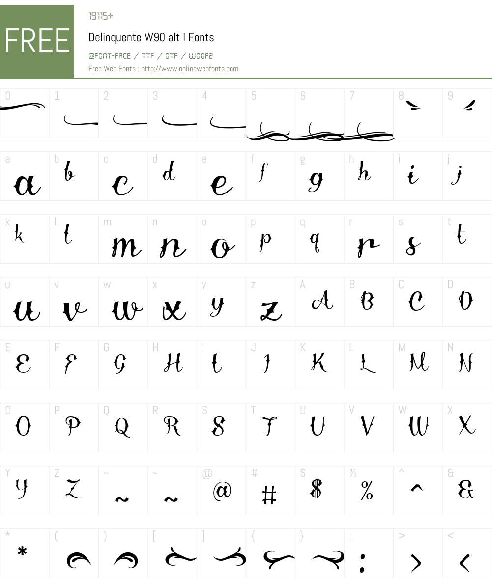 DelinquenteW90-altI Font Screenshots