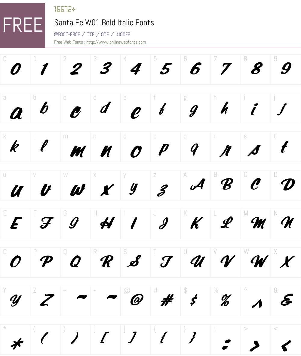 SantaFeW01-BoldItalic Font Screenshots