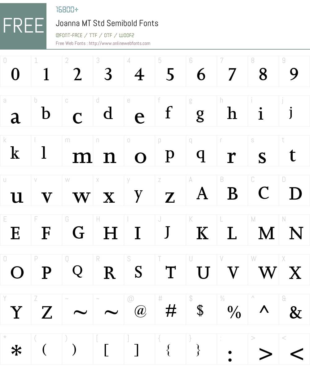 Joanna MT Std Font Screenshots