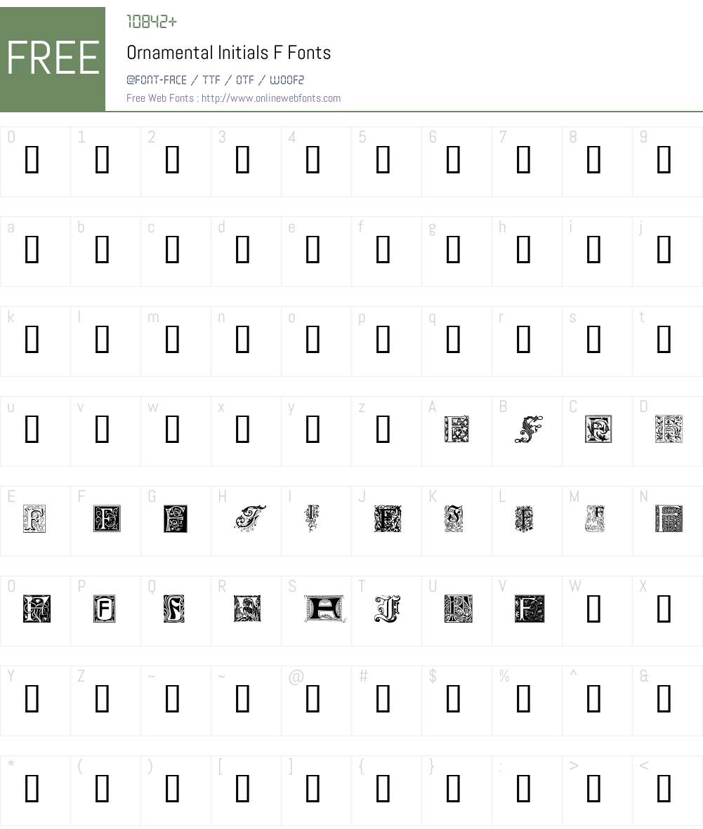 Ornamental Initials F Font Screenshots