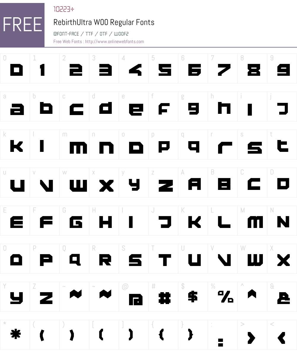 RebirthUltra Font Screenshots