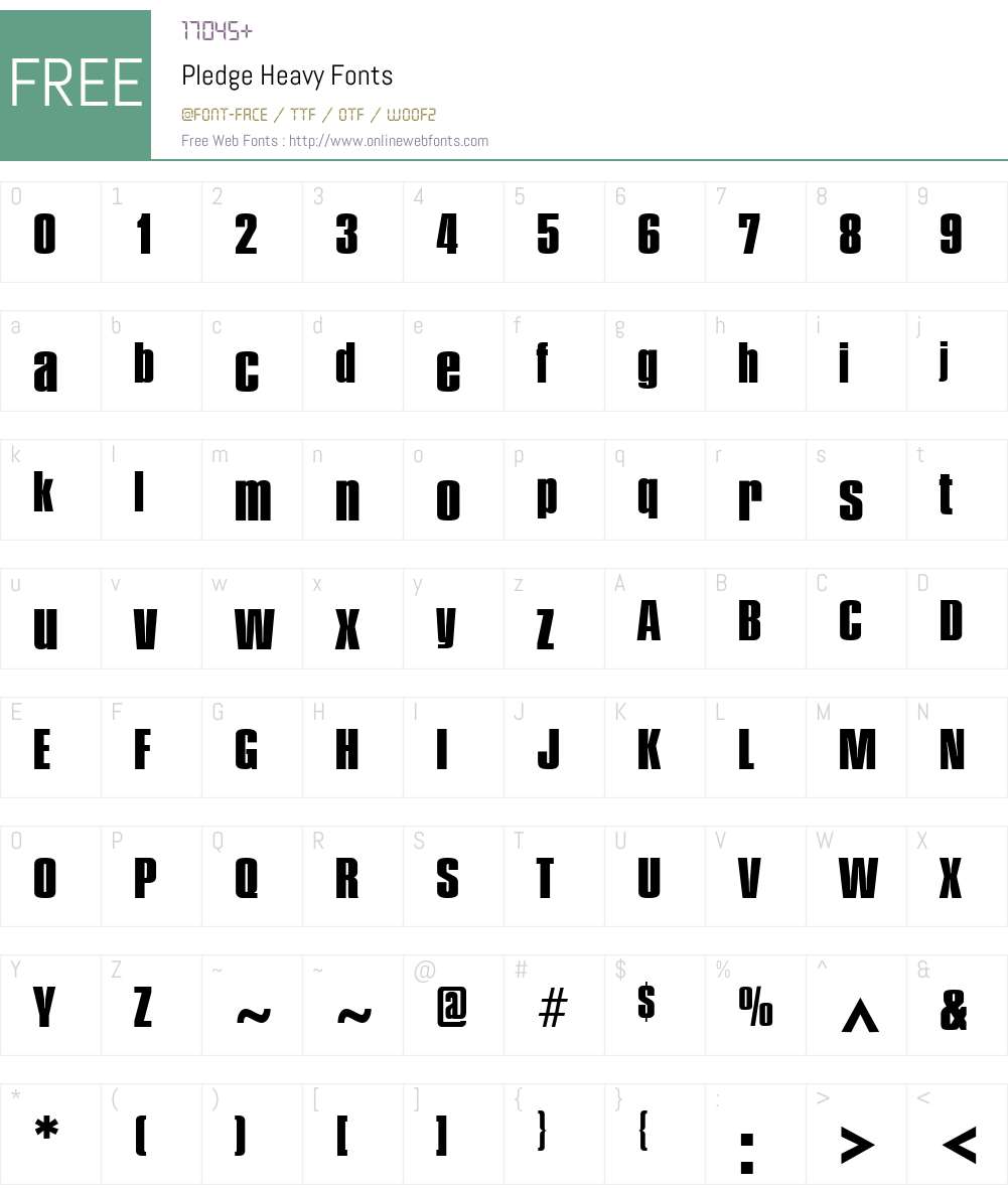 Pledge Heavy Font Screenshots