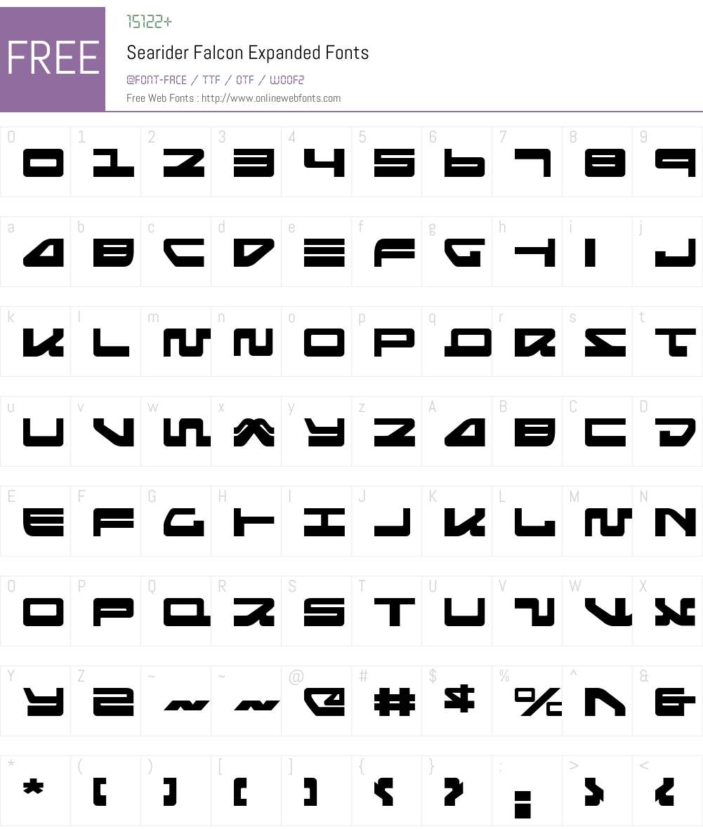 Searider Falcon Expanded Font Screenshots
