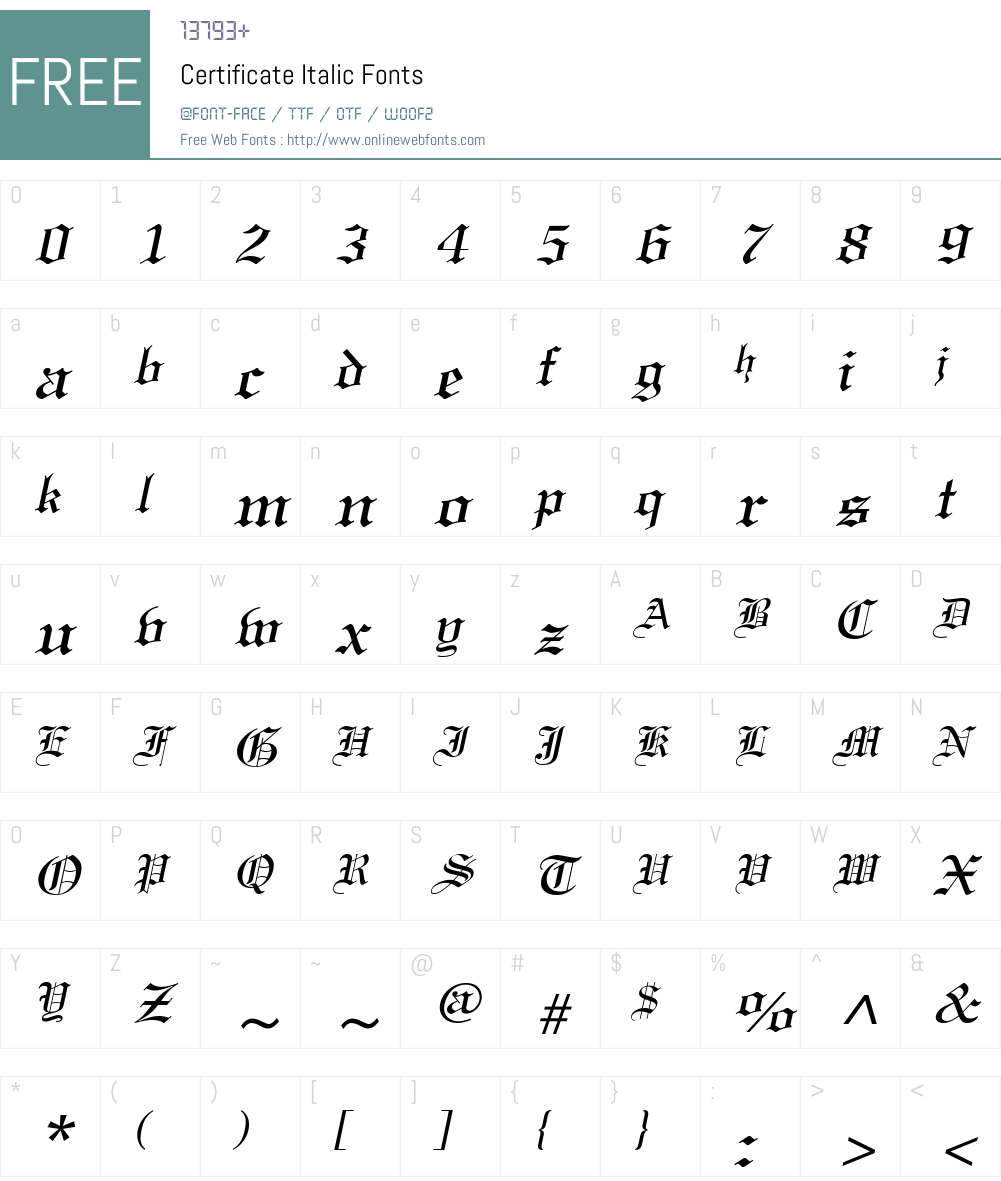 Certificate Font Screenshots