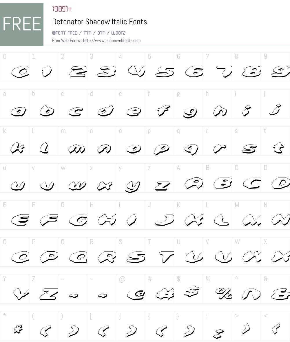 Detonator Shadow Italic Font Screenshots