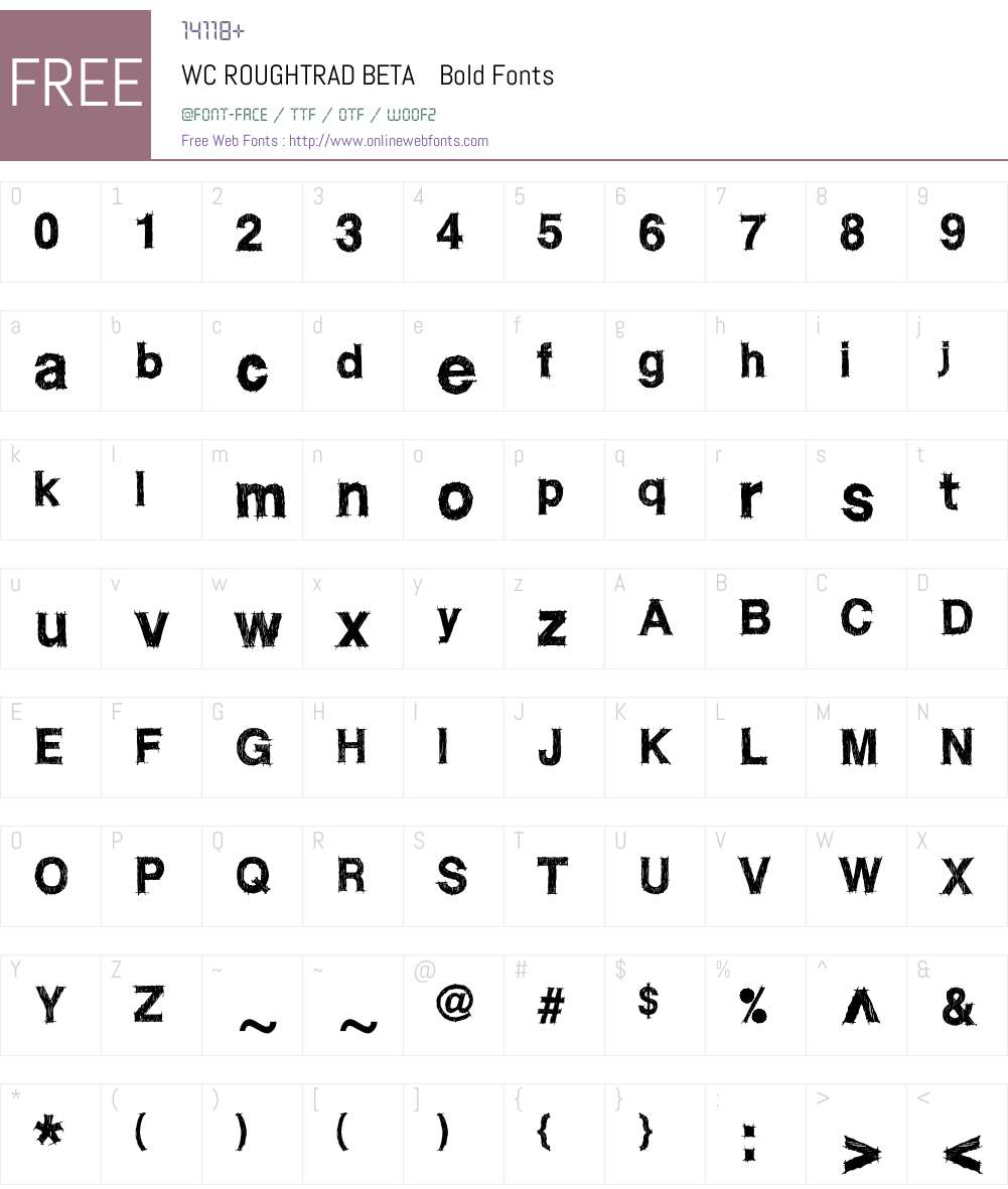 WC ROUGHTRAD BETA Font Screenshots