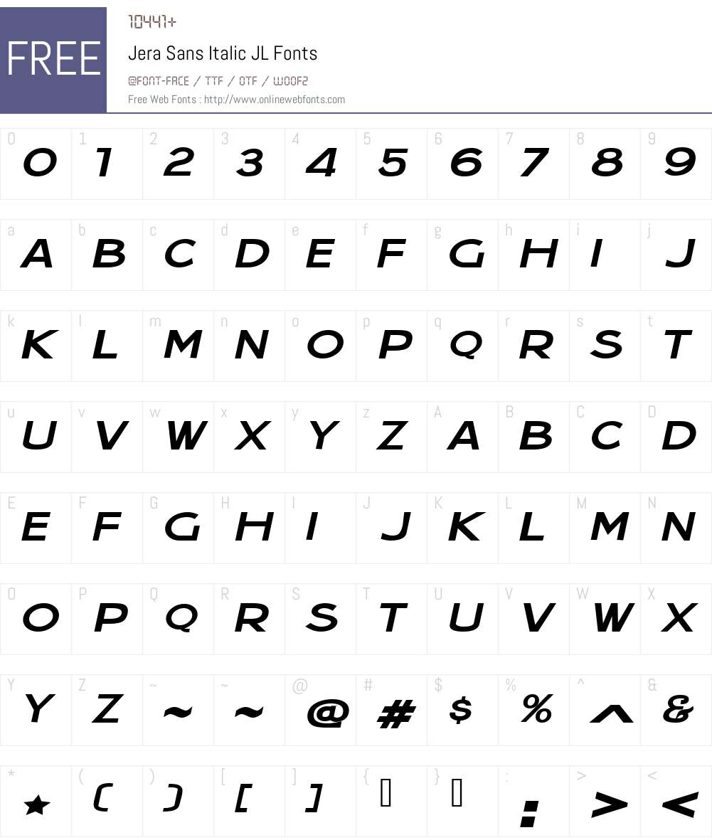 Jera Sans Italic JL Font Screenshots