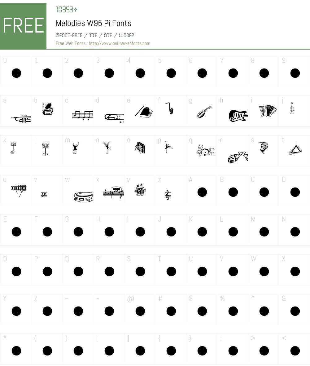 MelodiesW95-Pi Font Screenshots